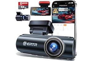 4K Dash Cam Front and Rear, 5GHz WiFi Dashcam with 64GB SD Card,Dual Car Dash Camera, Full HD Dash Cam with APP Control, G-Se