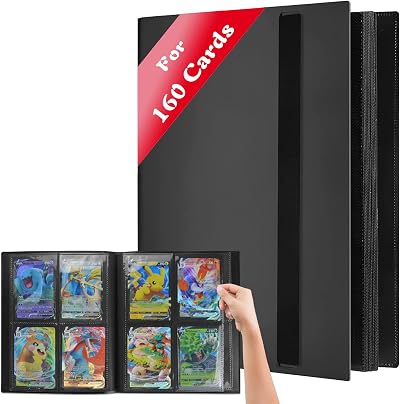 JUSONEY Trading Card Binder Album Folder - 4 Pocket, 160 Cards, MTG TCG Sports