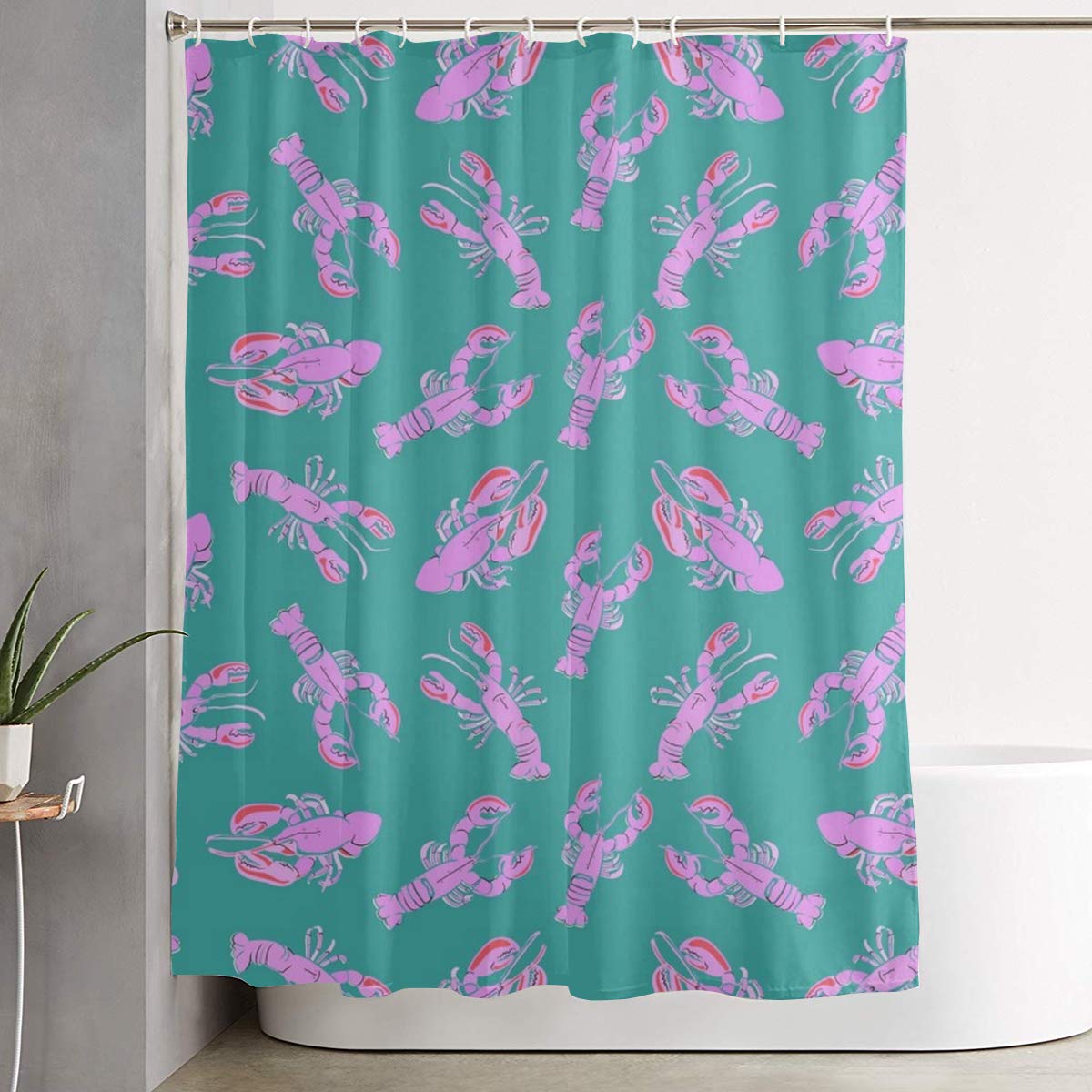 Amazon Com Yinlan Beautiful Lobster Shower Curtain With Hooks