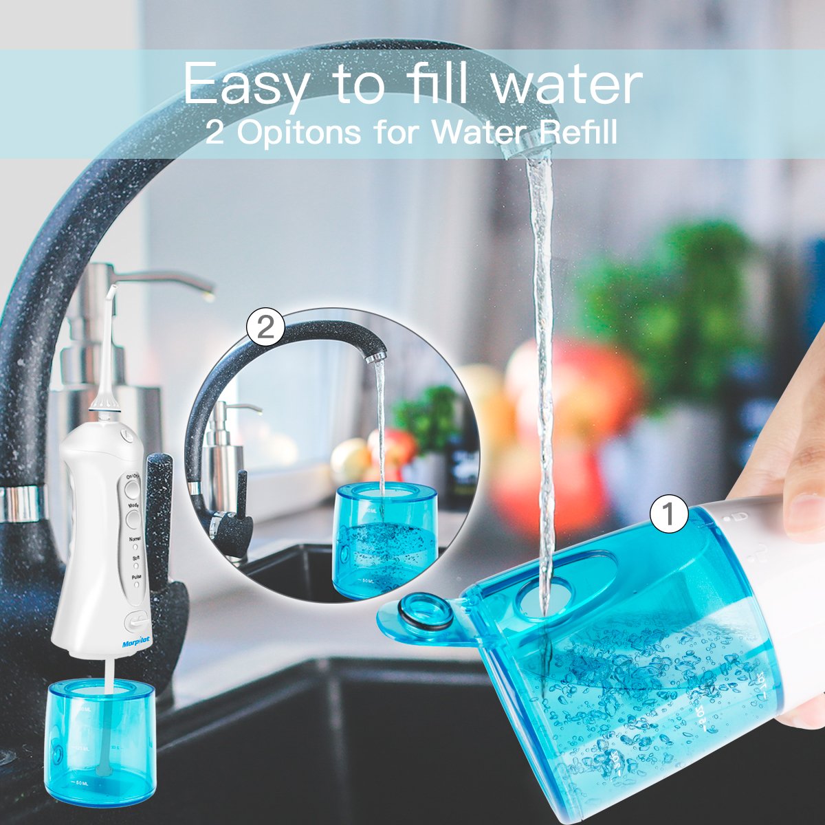 Water Flossers for Teeth,Cordless Oral Irrigator Floss Water Jet with 4 Jet Nozzles and 200ml Reservoir,IPX7 Waterproof Usb Rechargeable 3 Water Pressure and FDA Approved