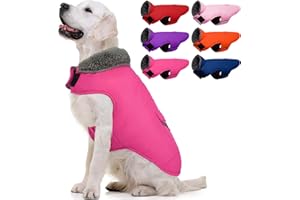 MIGOHI Warm Dog Winter Coat - Winter Dog Jacket, Reflective Windproof Fleece Vest with Leash Hole and Furry Collar