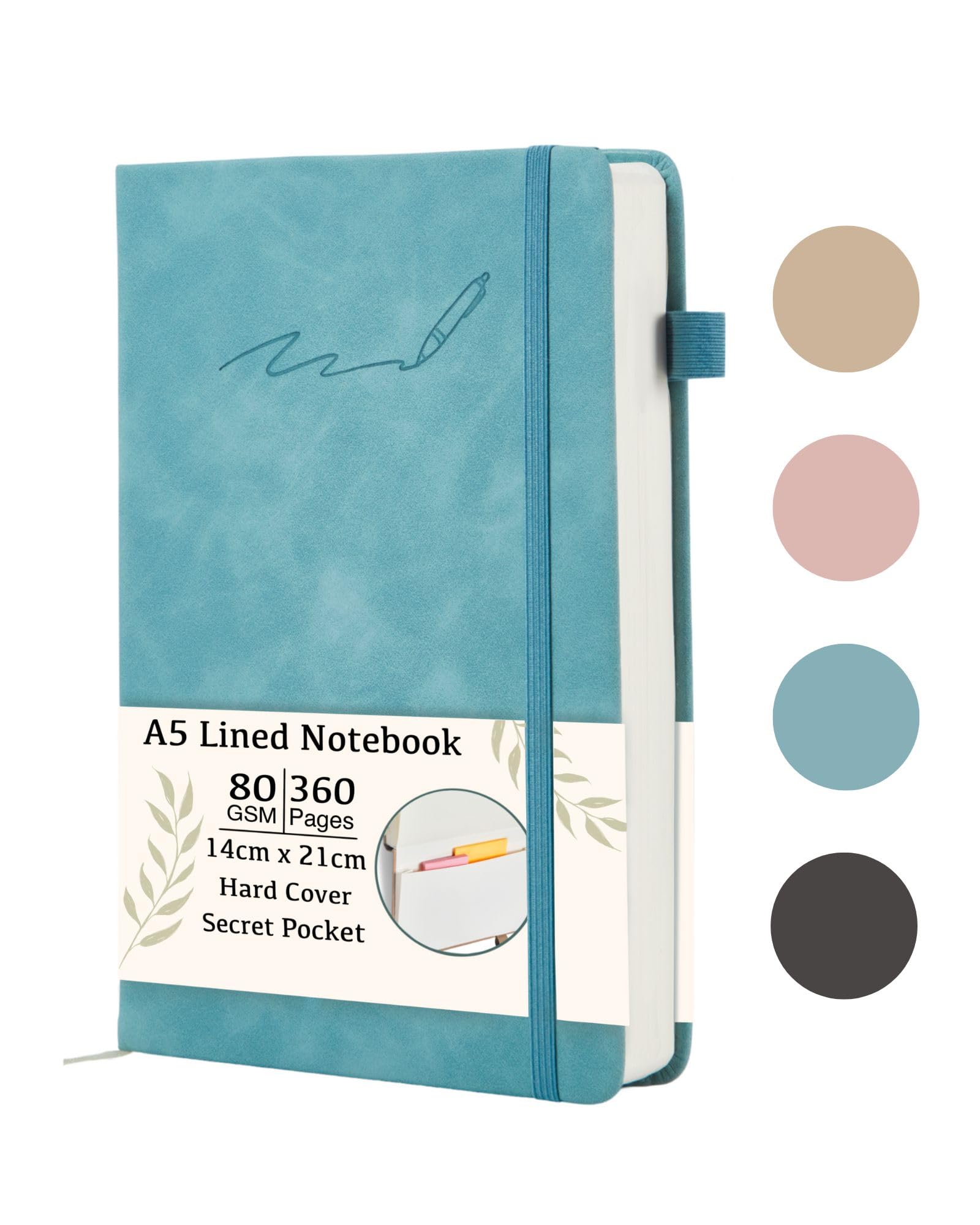 Soul Projekt A5 Notebook Blue,360 pages Journal Notebooks for Women and Men, Bullet A5 Notepad with Elastic Closure and Pen Loop, University Essential Note book, Study Gifts — image 1