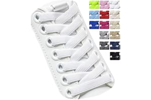 Puzeam Upgrade 5/16" No Tie Elastic Shoe Laces for Adults and Kids 2 Pairs Tieless Shoelaces for Sneaker