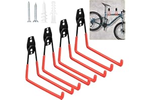 Fippy 4PCS Heavy Duty Garage Hooks for Hanging Tools, 7.5inch Large Garage Storage Hooks, Utility Wall Mount Garage Hooks for Hanging Ladder Bikes Ropes Yard Tools (Orange, Large U)