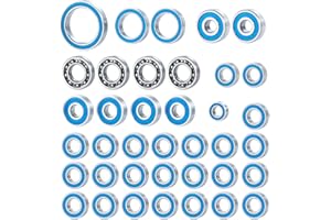 WEFEINO 38PCS Ball Bearing Set Blue Rubber Sealed for 1/10 Axial SCX10 III AXI03007 RC Crawler Car