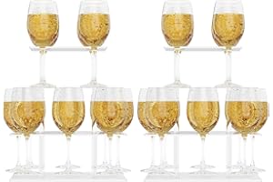 Laumffon Champagne Tower, Rectangle Acrylic Drink Tower and Cocktail Tree Stand, Wine Rack with 12 Slots, 2 Tiers Floating Sight Champagne Flute Holder for Party, Wedding, School, Celebration, 13.3x9.4x14.9 inch, 2Pcs