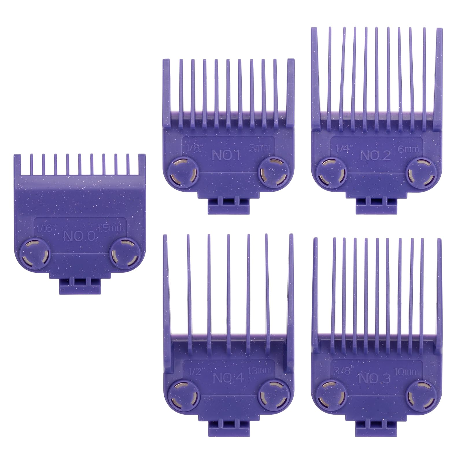Photo 1 of 01410 Replacement Clippers Guards for Andis Master Series (MBA, MC-2, ML, PM-1, PM-4, PM-5), 5-Piece Magnetic & Waterproof Clipper Comb Set, Purple
