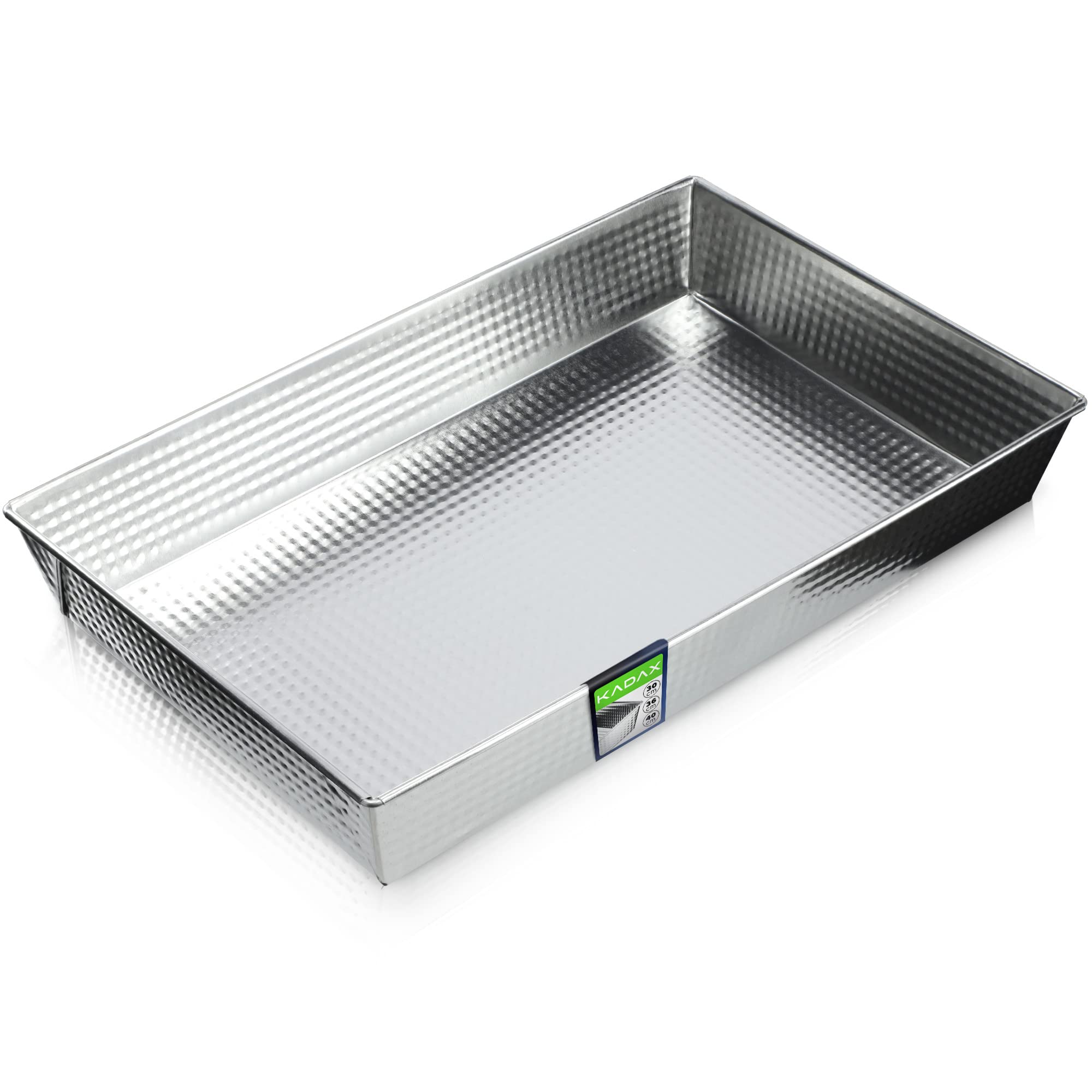 KADAX Baking Tray, Non-Stick Baking Pan with High Edges, Rectangular Baking Tin with Non-Stick Coating, Metal Baking Tray for Cakes, Biscuits, Lasagne (40 x 25.5 cm, Silver)