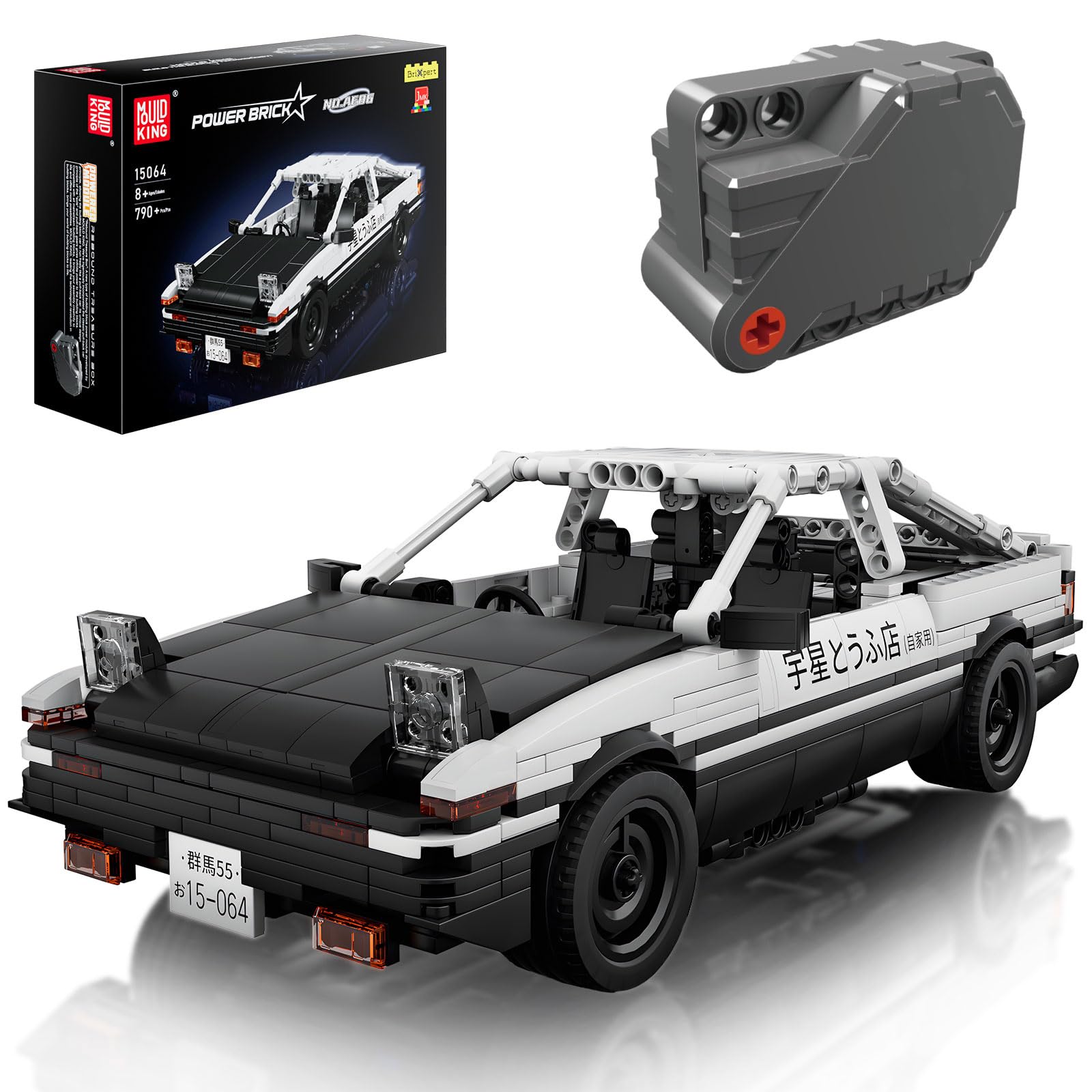 Mould King 15064 Technik AE86 Speed Champion Sportwagen Bausteine mit Rückziehmotor Klemmbausteine Auto Rennauto Bauspielzeug Geschenk für Erwachsene und Teenager(790 Teile)