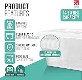 Klass Home Collection 4 x 14 Litre Clear Plastic Storage Boxes with Lids view 2