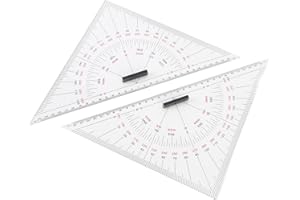 Estink Navigation Triangles Chart Drawing Ruler, Acrylic Durable Triangles Ruler with Engraved Scales for Nautical Navigation