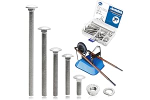 JUVIELICH 5/16-18 Carriage Bolts Set 40pcs Wheelbarrow Handles Replacement Kit 304 Stainless Steel Nut and Bolt Set Assortment Kit Compatible for Jackson Wheelbarrow Rebuild, Furniture Repair, Wood Joining