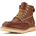 SUREWAY 6” Wedge Moc Toe Work Boots for Men - Soft Toe,Premium Full-Grain Leather,Lightweight Work Boots/Shoes,Comfort Insole,Oil/Slip Resistant,Real Goodyear,EH Rated Industrial Construction Boots