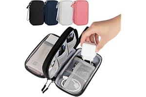 1Pcs Electronics Organizer Bag, 8×5×2 Inch Accessories Carry Case, Portable Waterproof Double Travel Cable Layers, Black