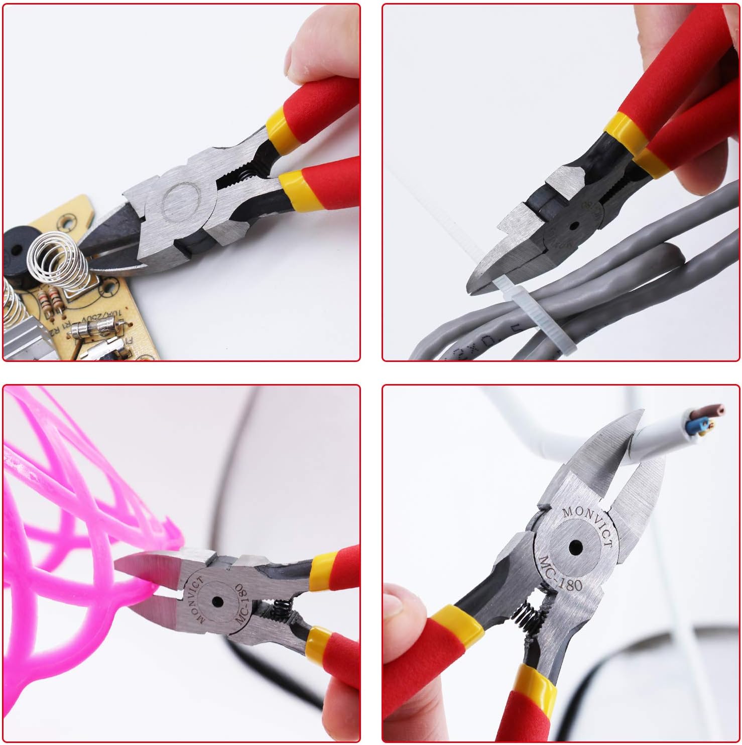 MC-180 Wire Cutter, 6 inch Precision Side Cutter Heavy Duty Flush Cutting Pliers, Cutters for Cables, Wires, Zip Ties and More - - 
