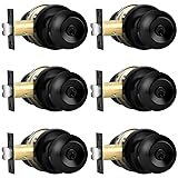 Probrico Flat Black Keyed Entry Door Knobs, Round