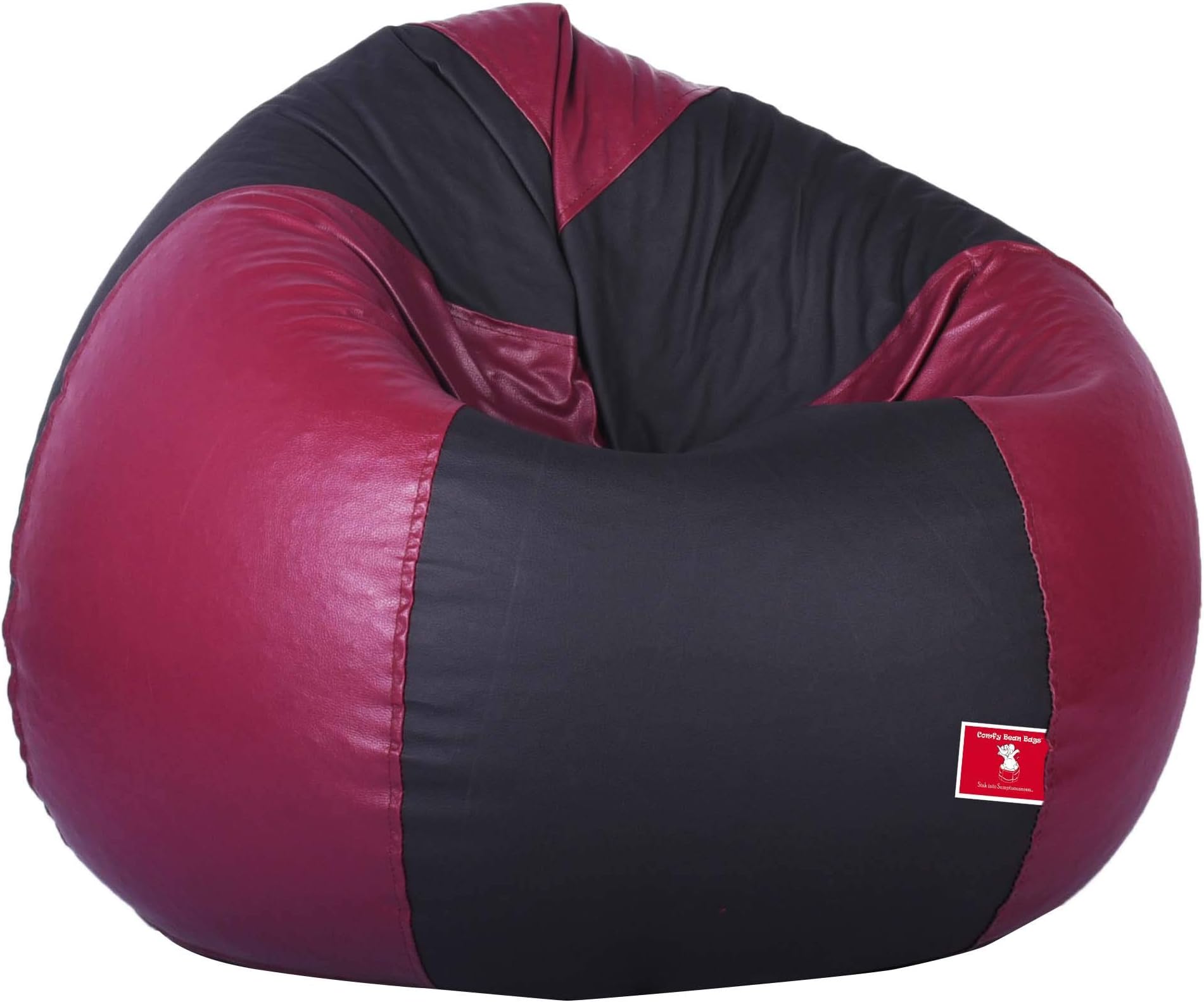 ComfyBean Teardrop Shape Bean Bag , Filled with Bean Filler (Black and Maroon, XXL)