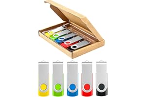 USB Stick 64GB 5 Pack, USB Flash Drive Bulk Memory Sticks 2.0 Jump Drive Thumb Drive Pen Drives Zip Drives Swivel Design Yell