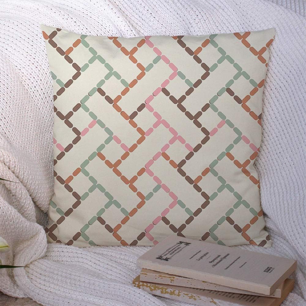 Decorative Throw Pillow Cover Trendy Cloth Seamless Pattern Shawl Concept Zigzag Dash Print Line Used Geometry Abstract Textures Pillowcase Soft Square Cushion Case for Sofa Couch 20x20 Inch