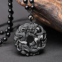 VIKCAUX Obsidian Dragon Necklace for Men Black