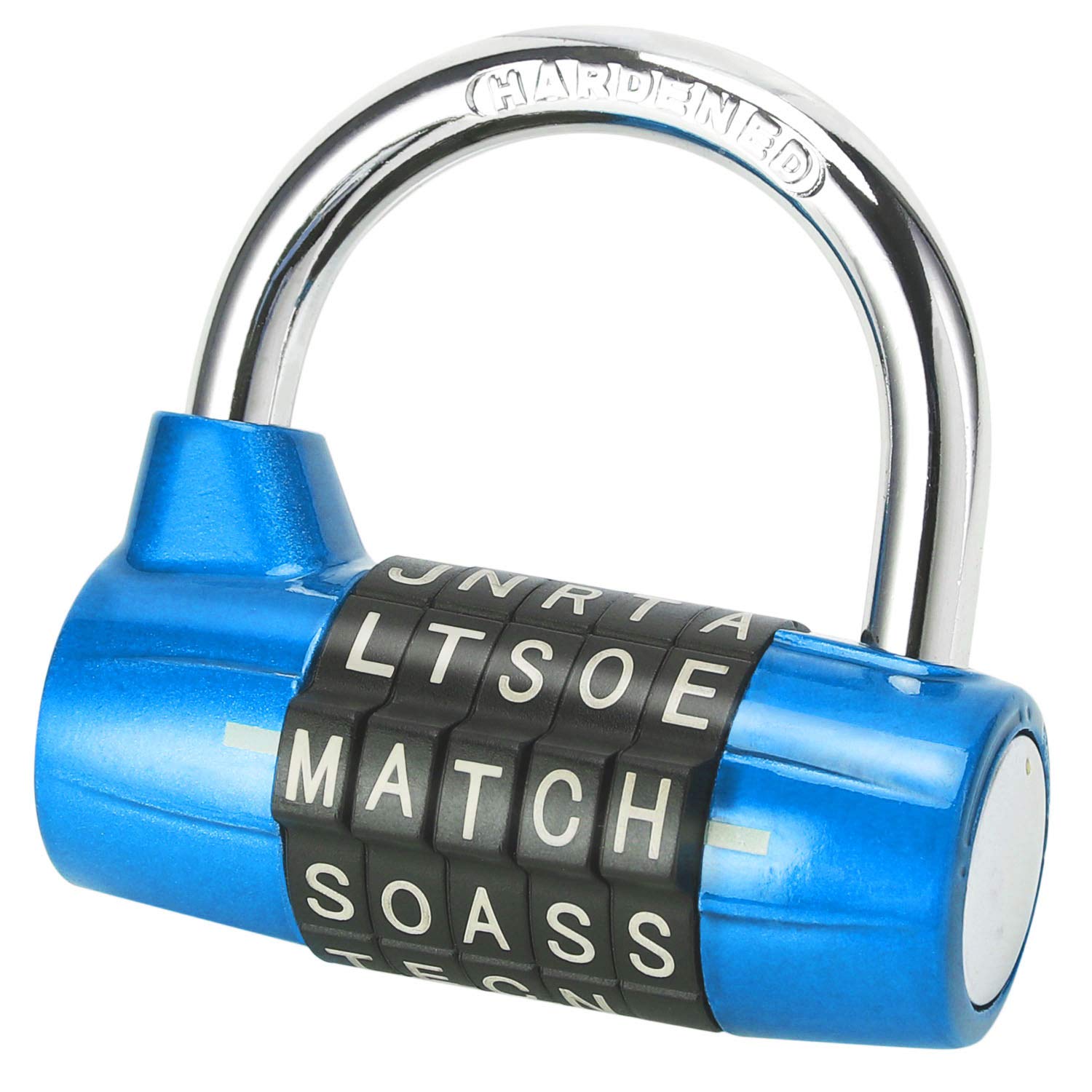 Gym Locker Lock,5 Letter Heavy Duty Alloy Padlock Password Sturdy Security Padlock-Easy to Set Your Own Keyless Resettable Combo-Blue