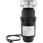GE Disposall Continuous Feed 1/3 HP Motor Garbage Disposer, Good for Grinding: Cooked Pasta &amp; Fruit Peels, Universal 3 Bolt Install &amp; Power Cord Included, Recommended for 1-2 Person Homes, GFC365W
