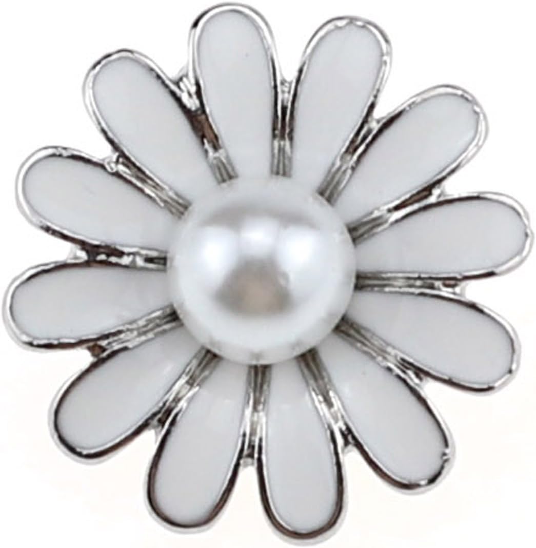 Shinytime 4 Pieces Pearl Buttons Daisy Flower Buttons Decorative Buttons for Wedding Bouquet Clothing Accessories or DIY Craft Embellishment