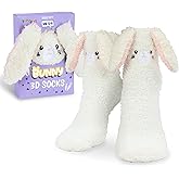 POPCRAZE - Cute Fuzzy Socks Women Bunny 3D Animal Character - Fluffy Cozy Sleep Slipper Socks Winter Warm Gift Size 5-9