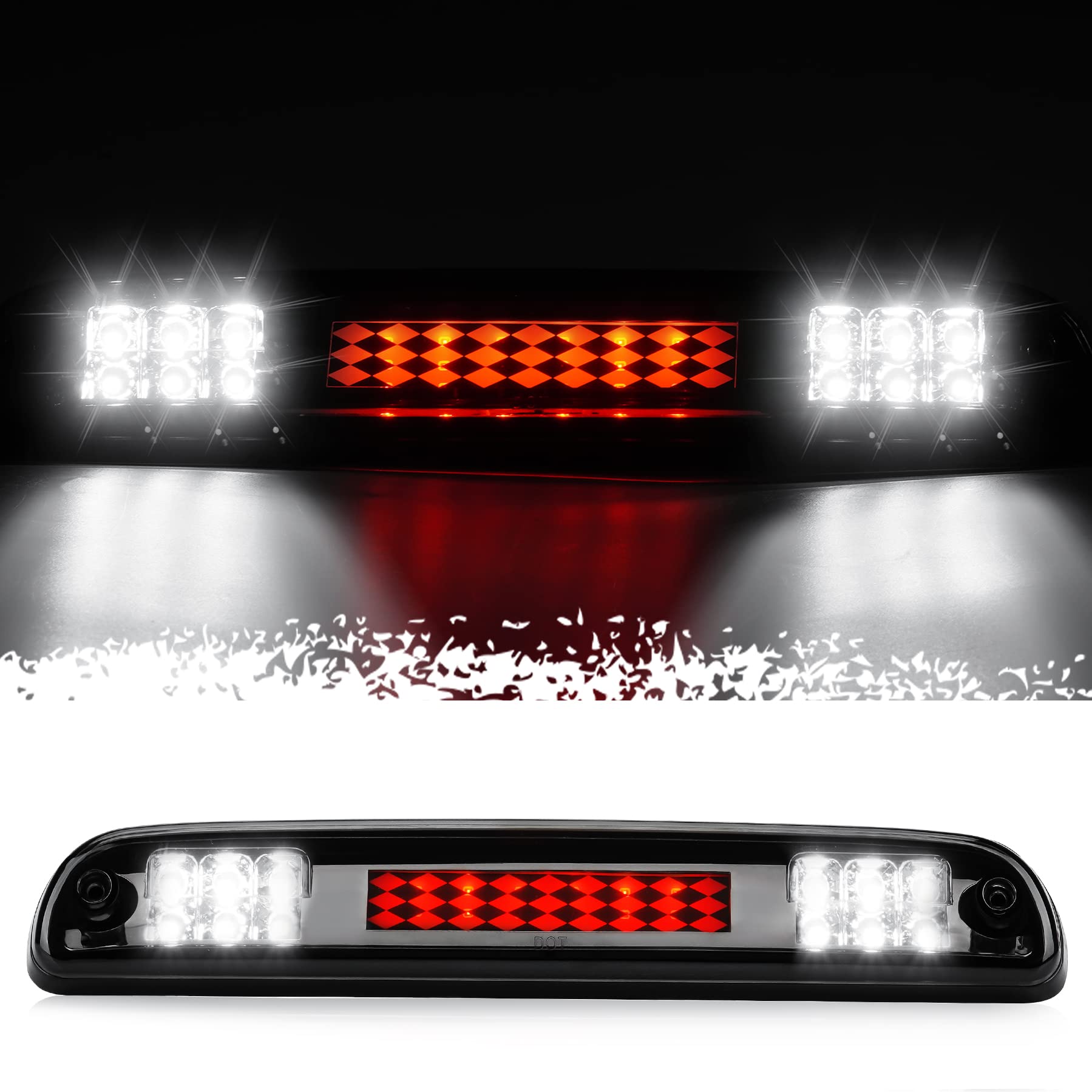 Photo 1 of 3rd Third Brake Cargo Light for Ford F250 F350 Super Duty Ranger Explorer Mazda High Mount Dual Row LED Lamp Tail Light Electroplating Housing (Red)