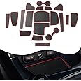 Yee Pin Console Liner & Door Slot Mats for Kia Seltos 2021-2025, Non-Slip Anti-Dust Rubber Mats, 20 Pcs/Set (Red)