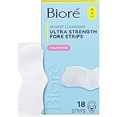 Bioré Witch Hazel Ultra Strength Blackhead Remover Pore Strips, Clears Pores up to 2x More than Original Pore Strips, features C-Bond Technology, Oil-Free, Non-Comedogenic Use, 18 Count