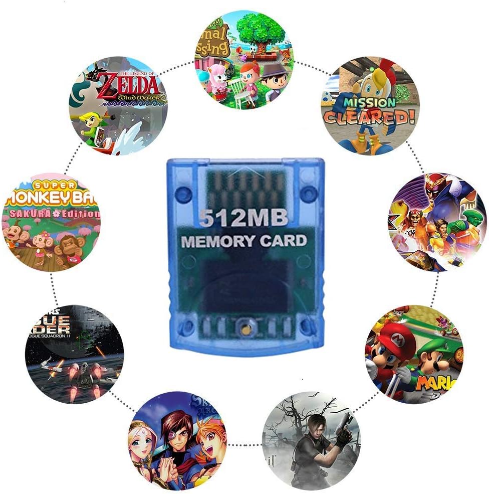 Mekela Memory Card 512MB (8192 Blocks),Compatible for Wii Gamecube Game Cube NGC GC (Blue): Computers & Accessories