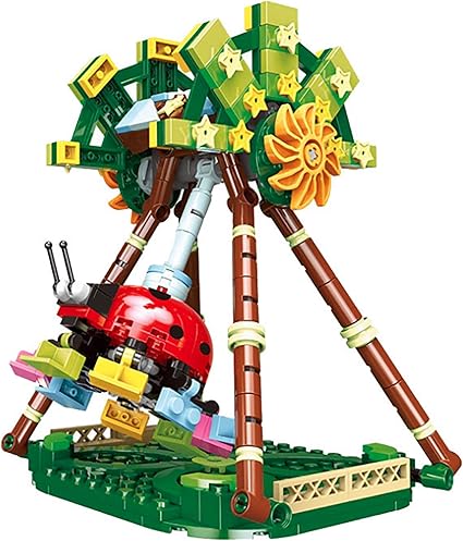 Amazon.com: Sams Bestoyz - Juego de construcción de ladrillos para parque temático, nave, sillas voladoras, mariquita gigante frisbee, tren turístico, bloques educativos para niños de 6 a 7 8 años: Toys \u0026 Games