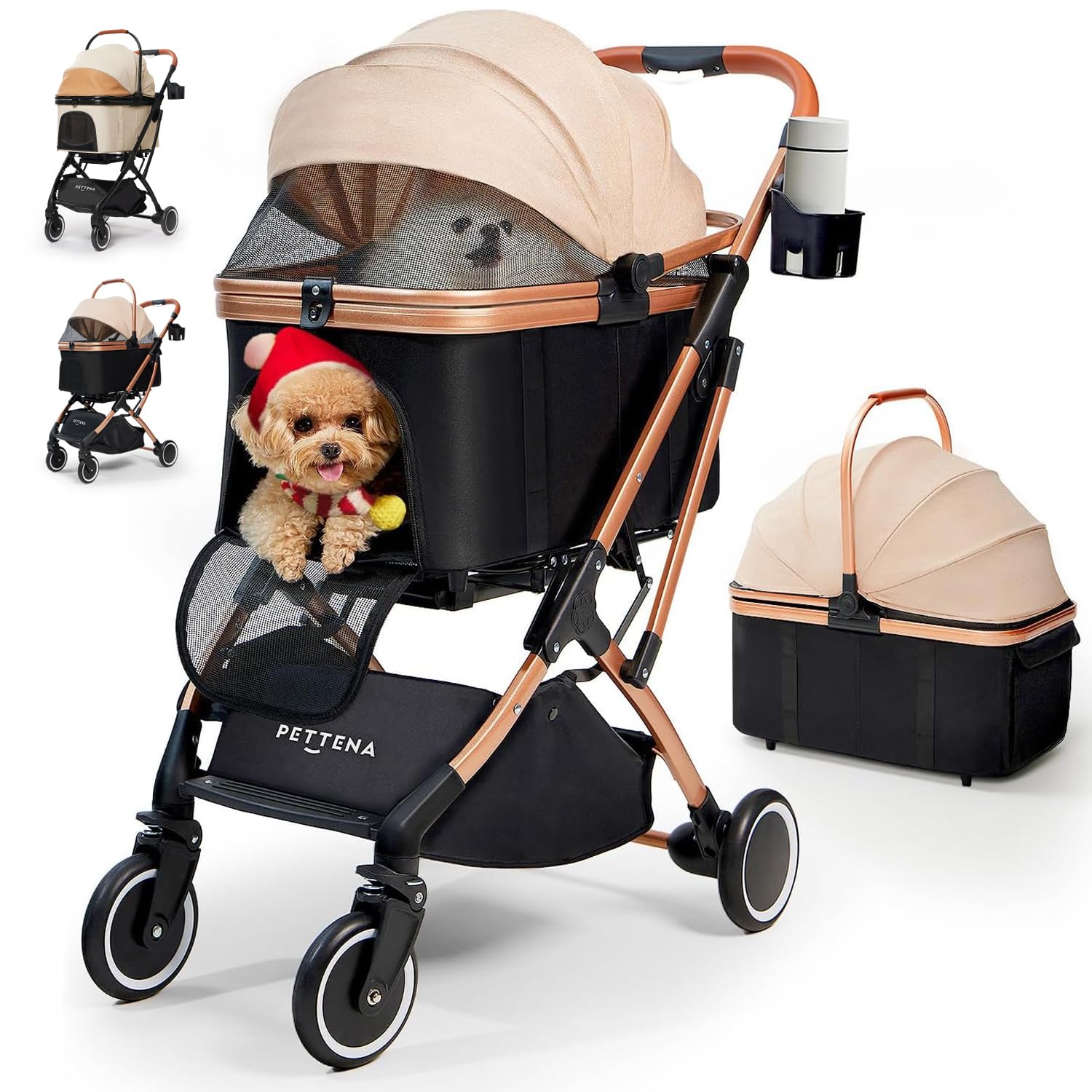 【最新自立型】PETTENA 分離型 ペットカート 耐荷重20KG 広い空間 自立可能 ワンタッチ折畳 軽量 使用簡単 犬 バギー 猫 犬用カート PETTENA KNIGHT商品画像
