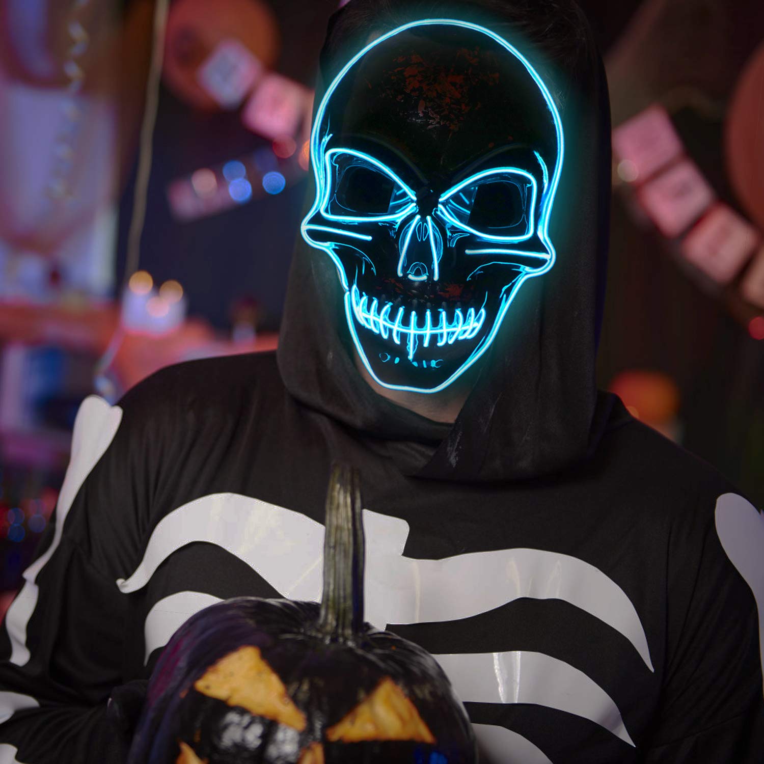 LED Purge Mask, Halloween Mask LED Light Up Mask for Halloween Cosplay Party (Red-Style 2)