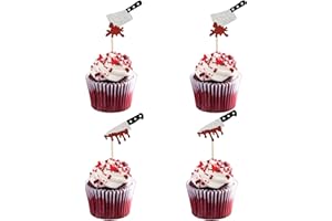 GENERIC 24PCS Knife Cupcake Toppers, Horror Cupcake Toppers, Bloody Knife Cupcake Picks for Have a Killer Birthday Theme Party, Halloween Blood Party Cake Decorations Supplies, Horror Movie Birthday Party