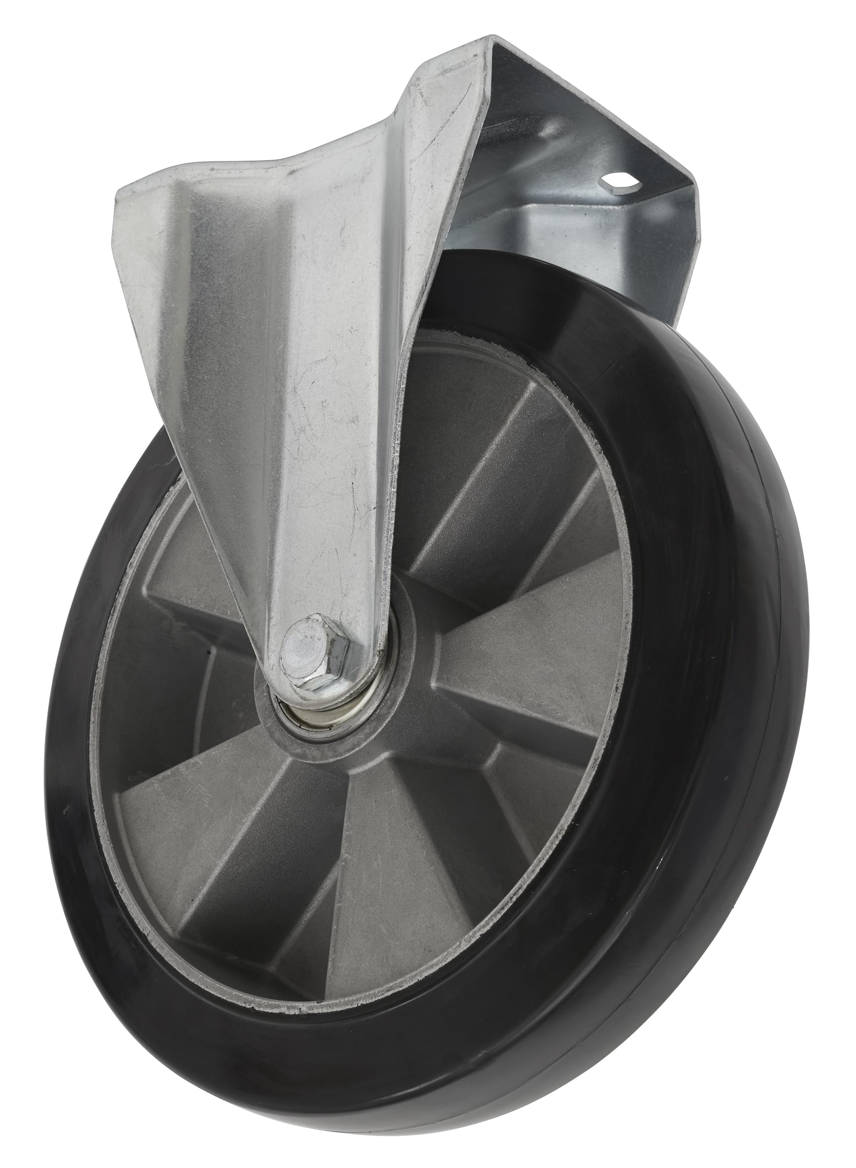 Ø152mm Heavy-Duty Rubber Castor Wheel Fixed Plate - Trade