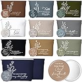 Reginary 10 Set Christian Gifts for Women Bulk Include 10 Religious Canvas Makeup Bags 10 Bible Verse Compact Mirrors Easter Inspirational Church Gifts Sister Mom(Neutral Colors,Aesthetic Style)