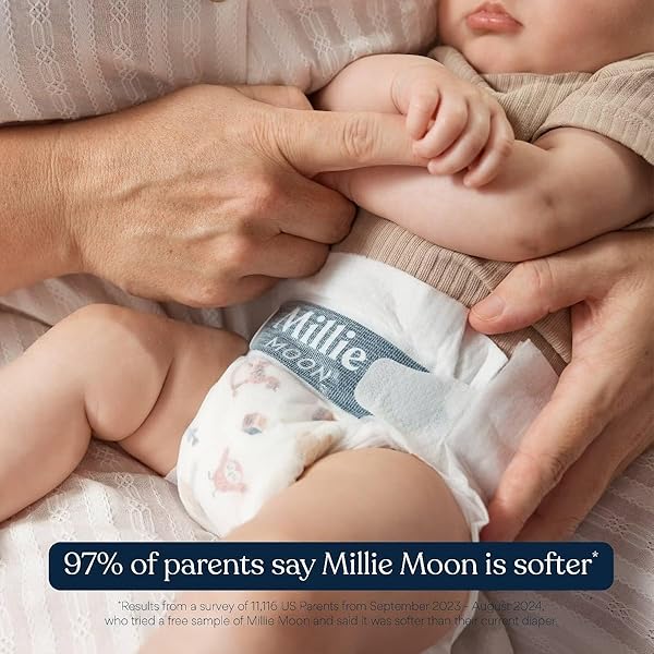 MILLIE MOON LUXURY DIAPERS – SIZE 3 (13-24LBS), 80 COUNT, CLOUDTOUCH ULTRA SOFT DIAPERS, UP TO 12HR ABSORBENCY, DOUBLE LEAK GUARD AND WETNESS INDICATOR