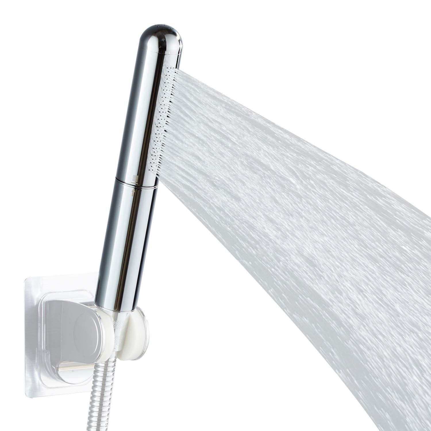 Handheld Showerhead Round Bar Solid Copper Bathroom Pressurized High Pressure Shower Sprayer Chrome Finished (Silver) (Silver)