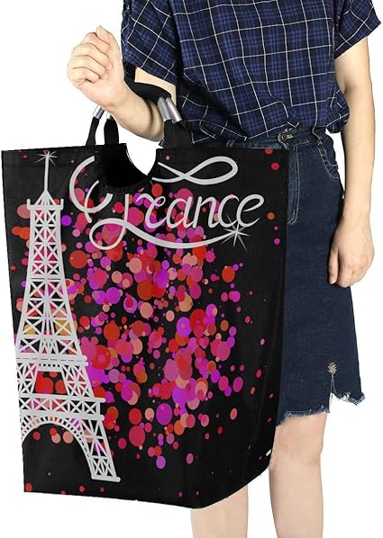 Cesta de almacenamiento de ropa sucia Torre Eiffel y letras de Francia