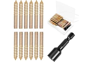 MROMAX 24Pcs 5/16-18 x 2" Hanger Bolts, 5/16-18" Double Headed Bolt, 5/16 Wood Dowel Screws, Self-Tapping Screw, Threaded Rod Screws, Accessories for Wood Furniture Joint with Driver