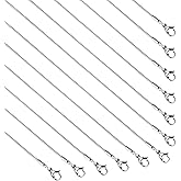 Loprome 12 Pack Snake Chains 18 Inches Stainless Steel Snake Chain Necklace with Lobster Clasps for DIY Jewelry Making, 1.2mm