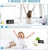 Mesqool Loud Alarm Clock with Bed Shaker Dual Alarm 7" LED Display view 3