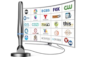 DGUPSP Digital TV Antenna for Smart Tv Indoor TV Antenna for Tv Without Cable with Strong Magnetic Base, 360° Reception HD Antenna for TV Indoor 4k -10FT Long Cables（Blue+Black）