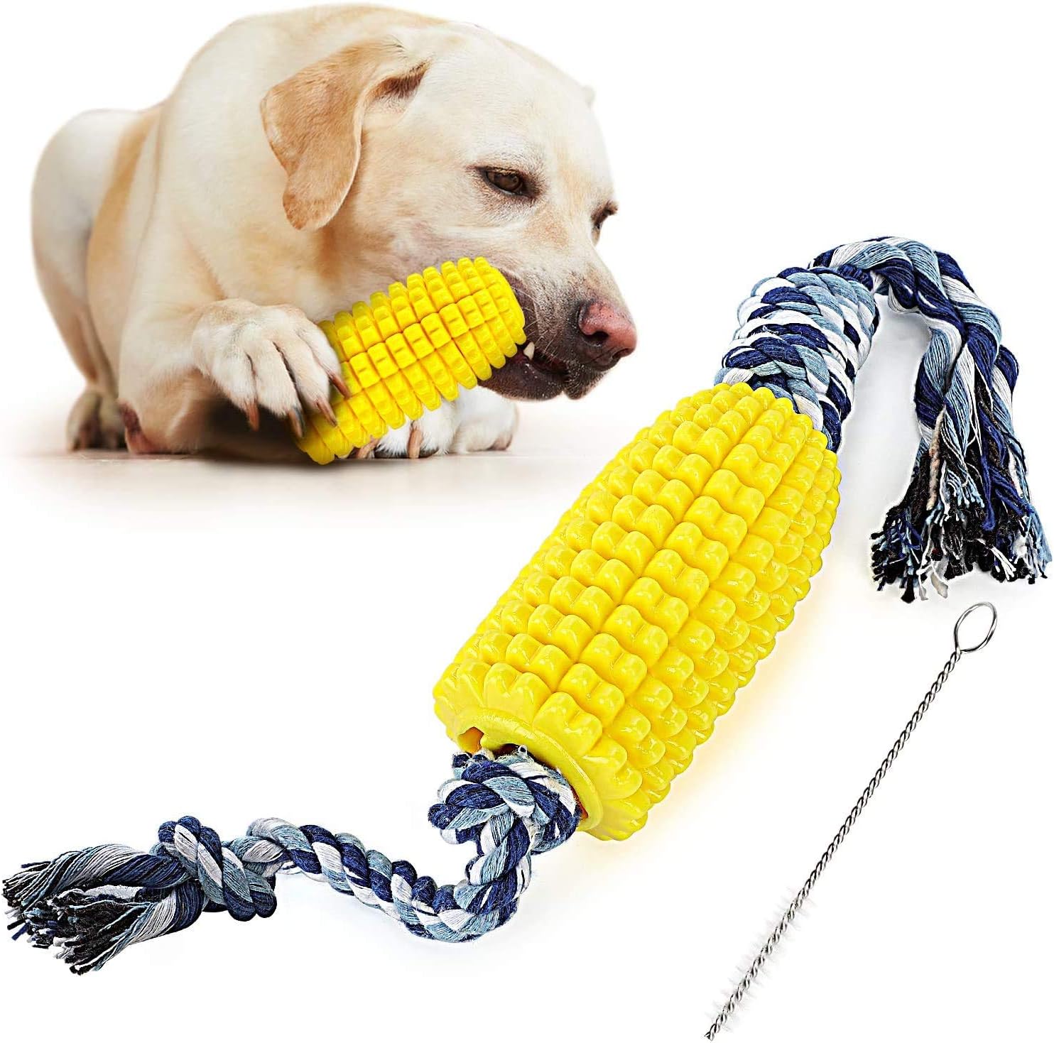 Grehge ys, Corn Cob Dog Toothbrush Toys, Teething Cleaning Dental Rope Toys for Aggressive Chewers for Medium Dogs Horse Treats Rubber Toys