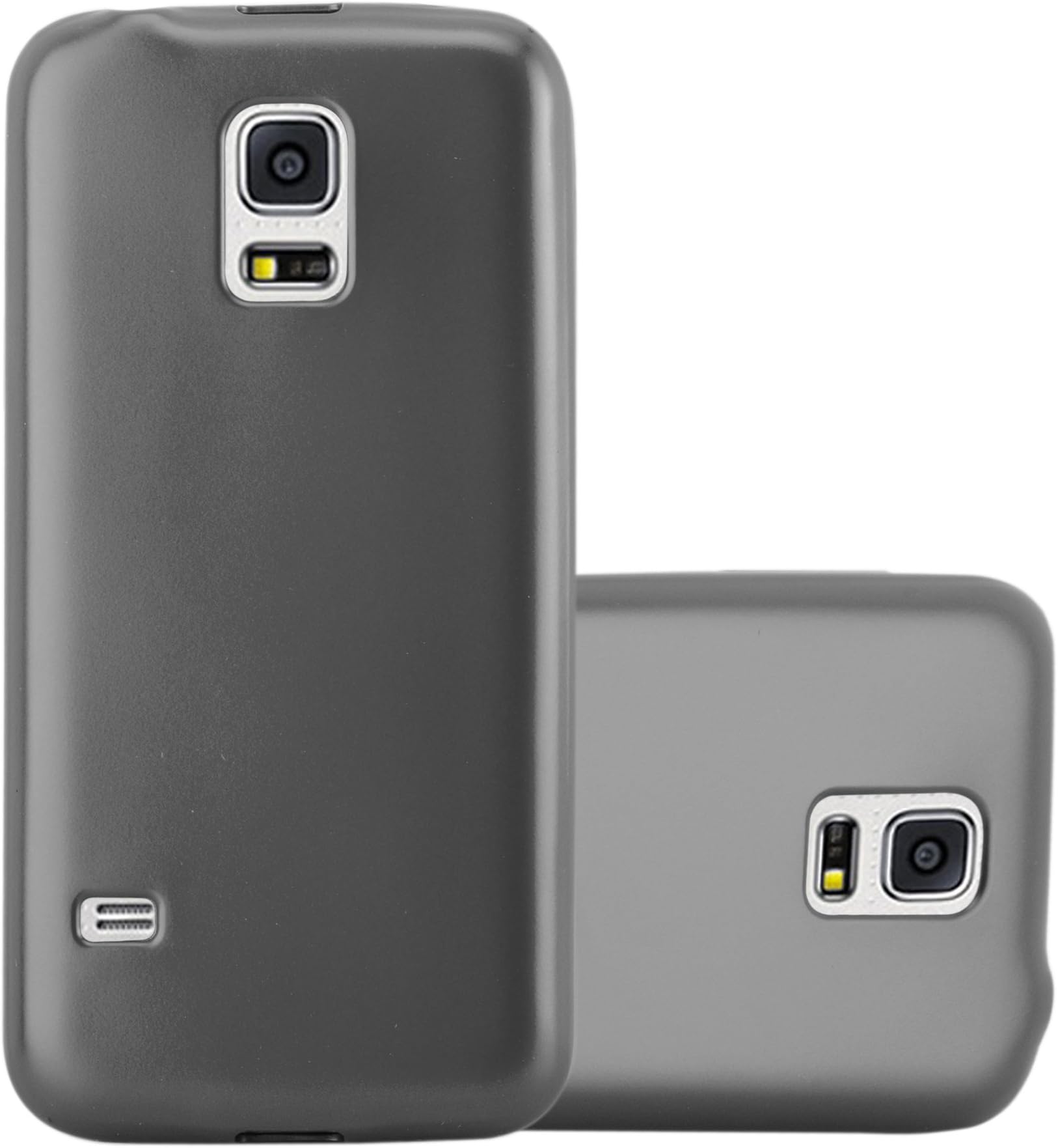 Cadorabo Case Works with Samsung Galaxy S5 Mini / S5 Mini DUOS in Metallic Grey - Shockproof and Scratch Resistant TPU Silicone Cover - Ultra Slim Protective Gel Shell Bumper Back Skin