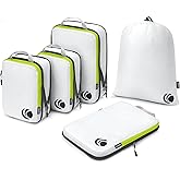 Cipway - 5 Set Compression Packing Cubes for Travel, Ultralight Packing Organizers for Luggage Suitcase & Backpack (White), L