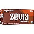 Zevia Zero Sugar Soda, Ginger Root Beer, 12 oz Cans (8-Pack) – Naturally Sweetened, Non-GMO Project Verified, Gluten-Free, Vegan