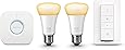 Philips Hue White Ambiance Personal Wireless Lighting LED E27 Starter Kit, 2 9.5 W E27 Hue White Ambiance Bulbs, Wireless Dimmer Switch, Hue Bridge 2.0, Apple Home Kit Enabled, Works with Alexa